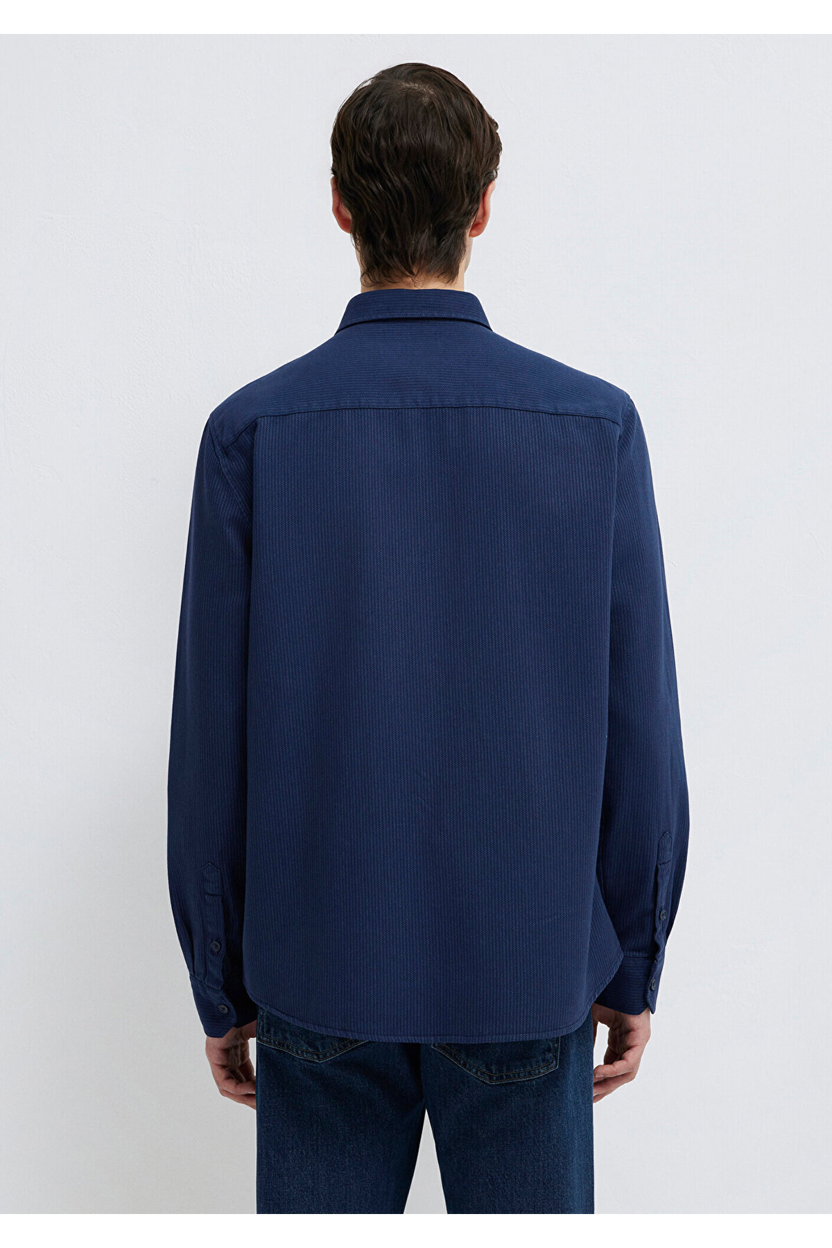 Mavi  Çizgili Lacivert Gömlek Regular Fit / Normal Kesim 0211775-91324 - Görsel 5