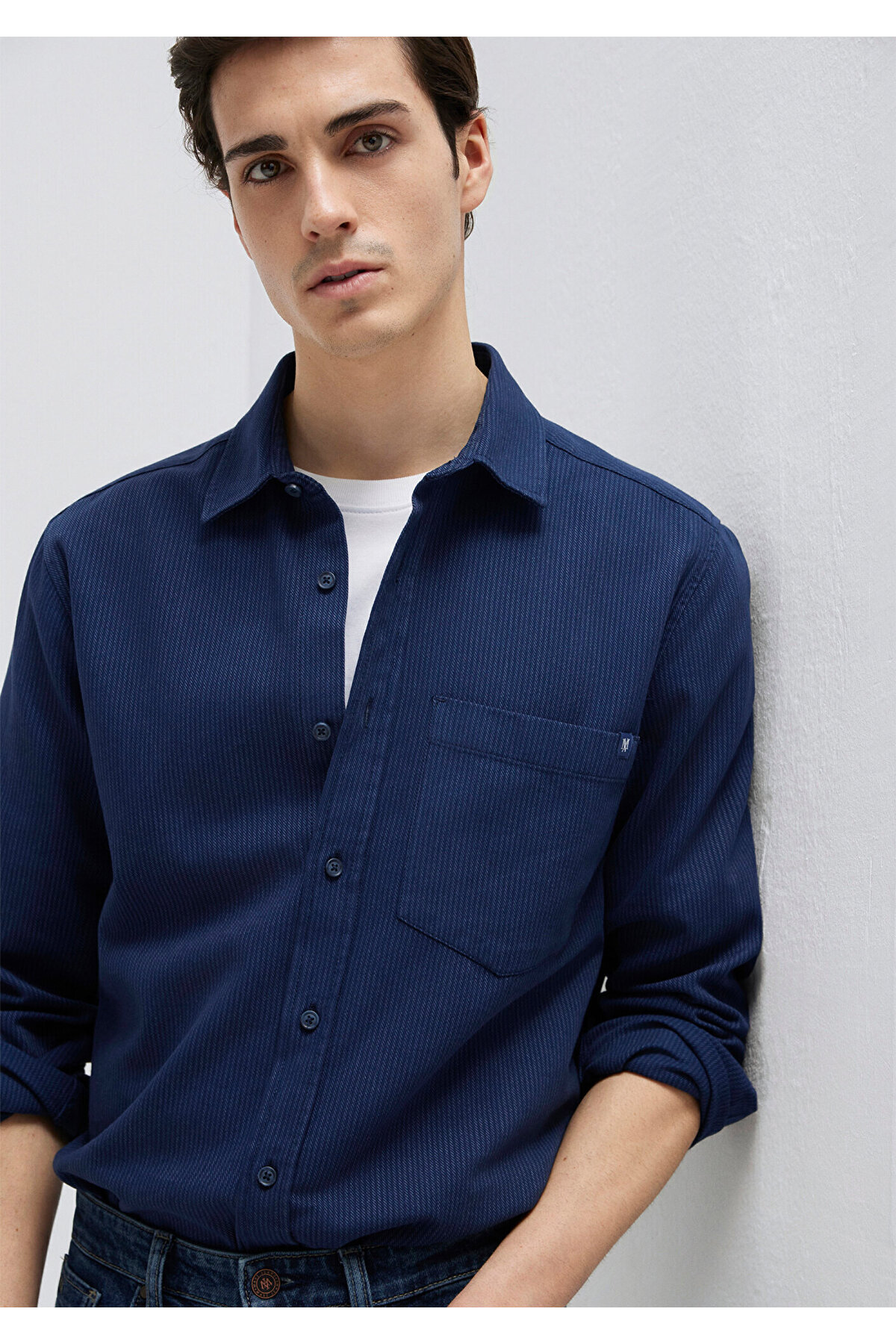 Mavi  Çizgili Lacivert Gömlek Regular Fit / Normal Kesim 0211775-91324 - Görsel 2