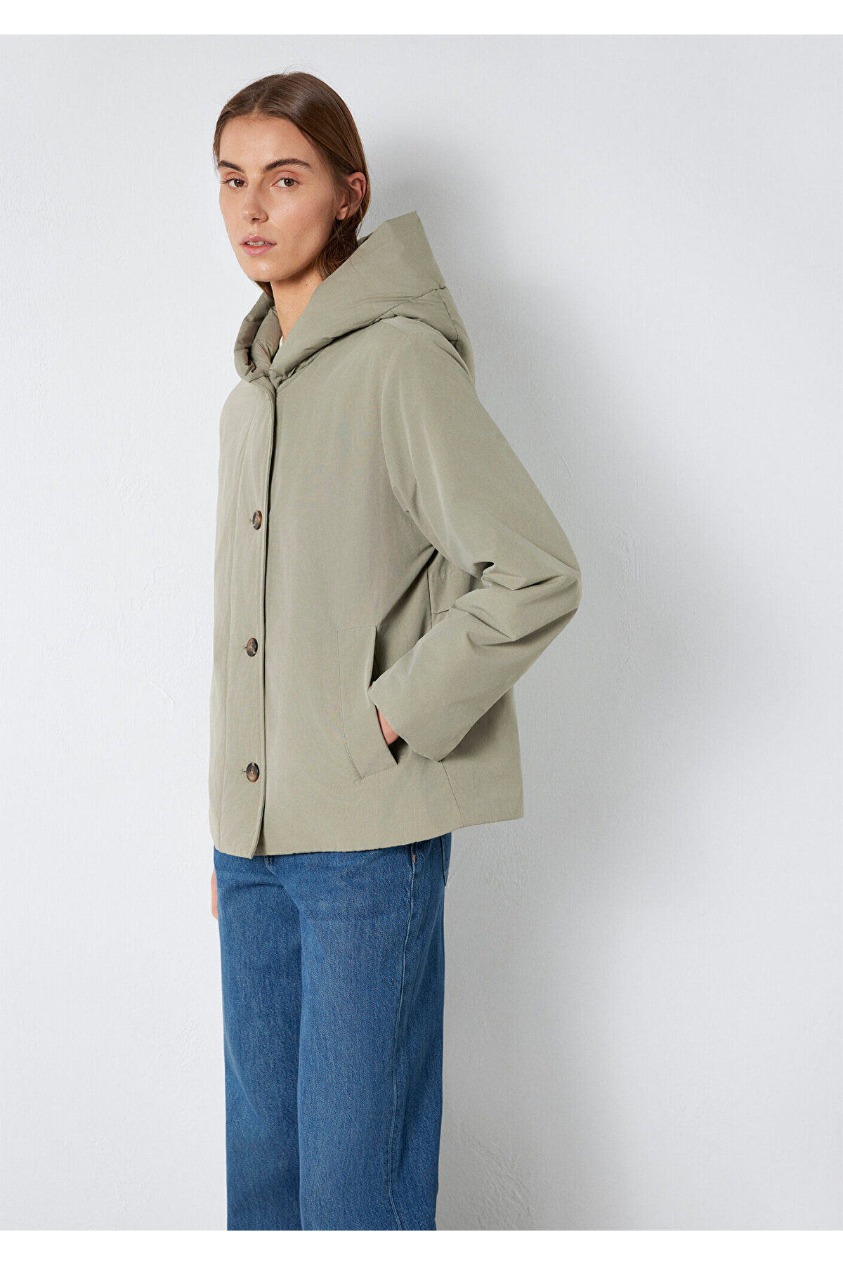 Mavi  Kapüşonlu Yeşil Mont 1110814-71818 - Görsel 2