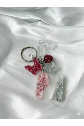 ELIVORA İsme Özel Epoksi M Baş Harf Anahtarlık - Süslü Aparatlı Sevgiliye ve ...