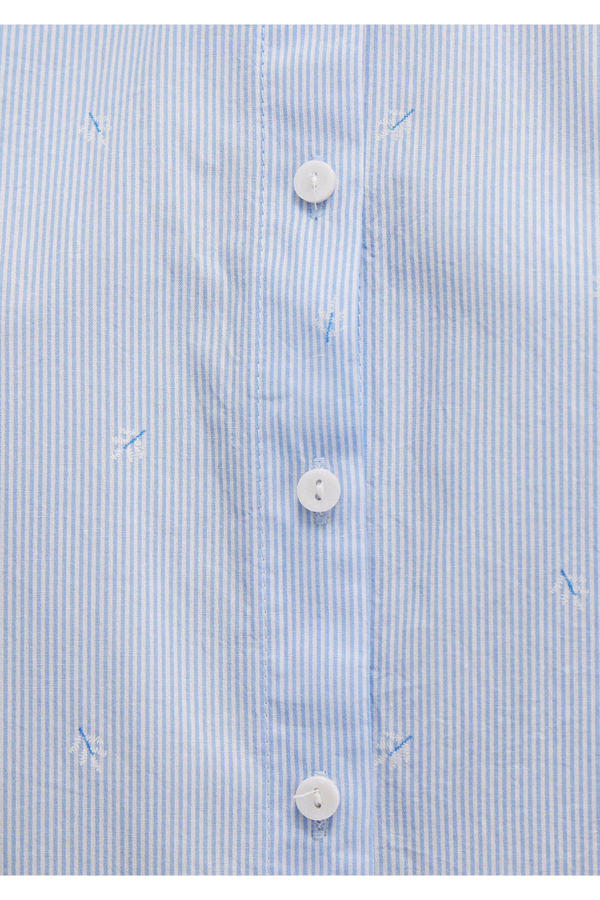Mavi  Kısa Kollu Çizgili Gömlek Fitted / Vücuda Oturan Kesim 1210060-90700 - Görsel 6