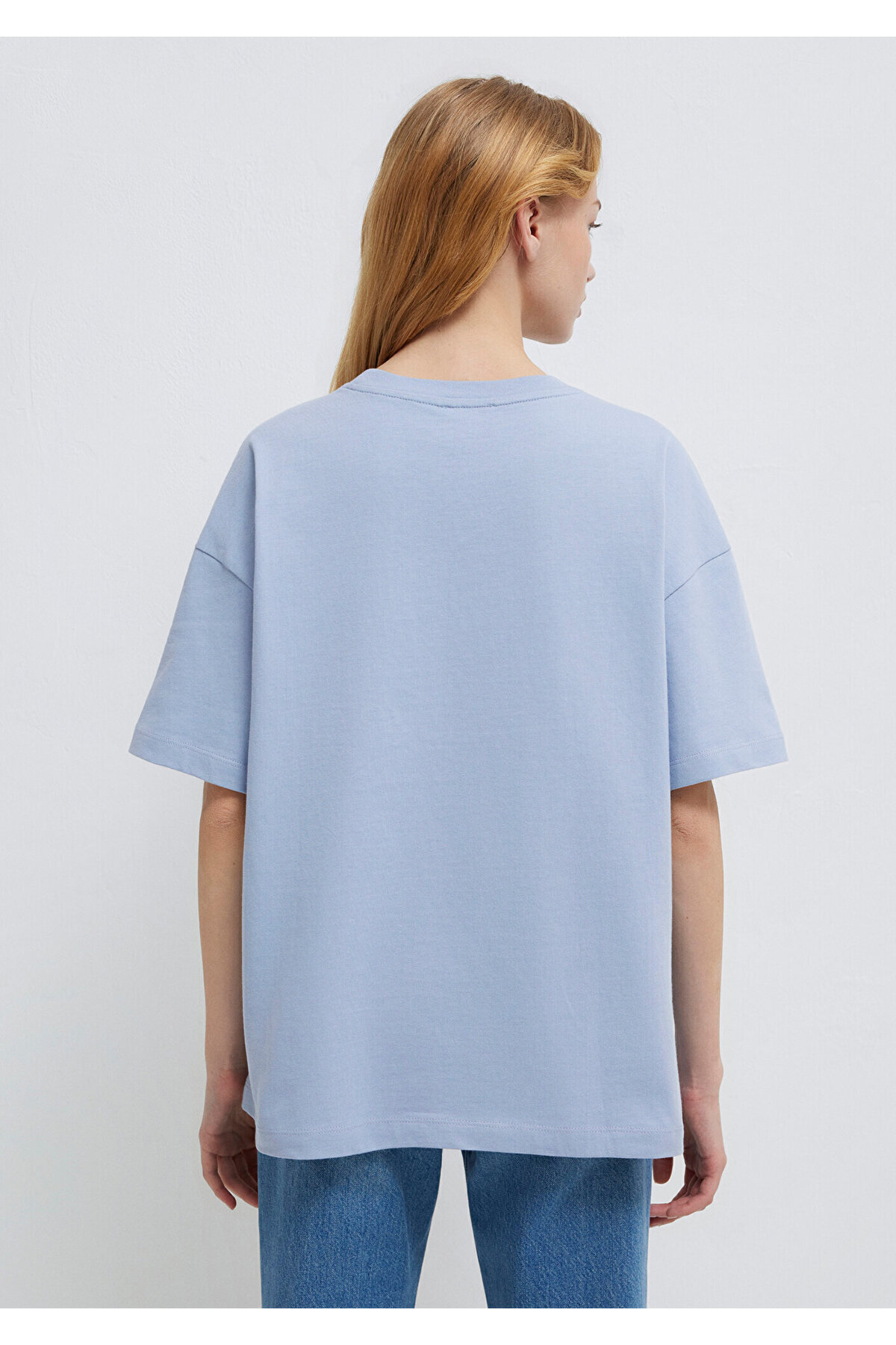 Mavi  Logo Baskılı Tişört Oversize / Geniş Kesim 1611593-85385 - Görsel 7