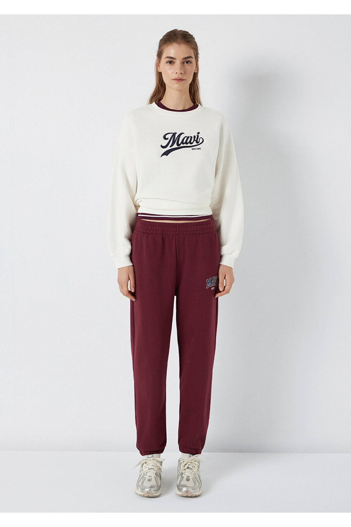 Mavi  Logo Baskılı Bordo Eşofman Altı 1010757-90705 - Görsel 3