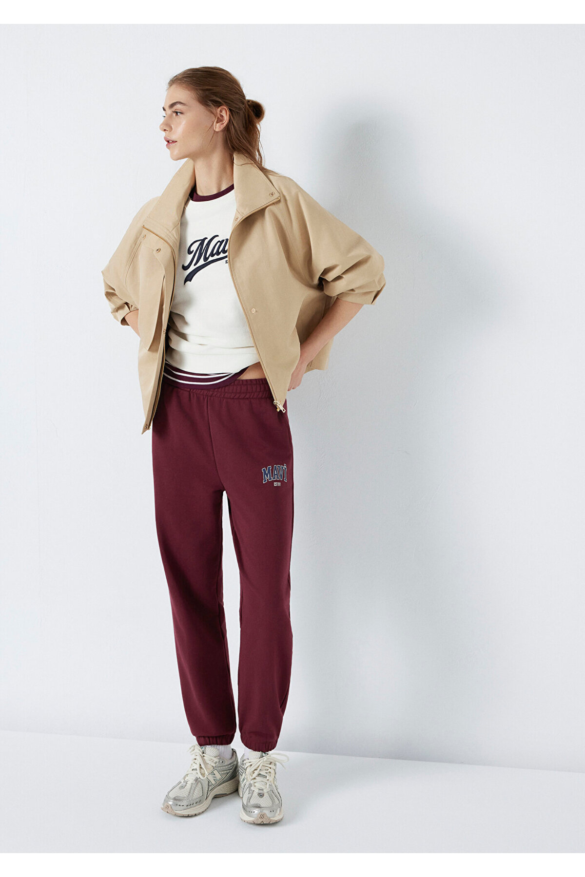 Mavi  Logo Baskılı Bordo Eşofman Altı 1010757-90705 - Görsel 2