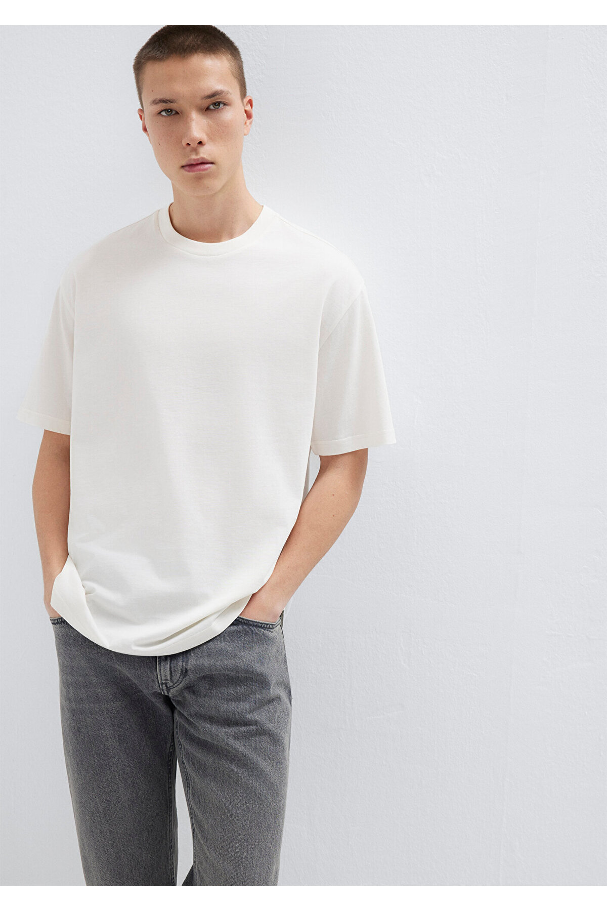 Mavi  3lü Erkek Basic Tişört Loose Fit / Bol Rahat Kesim 0612315-70057 - Görsel 4