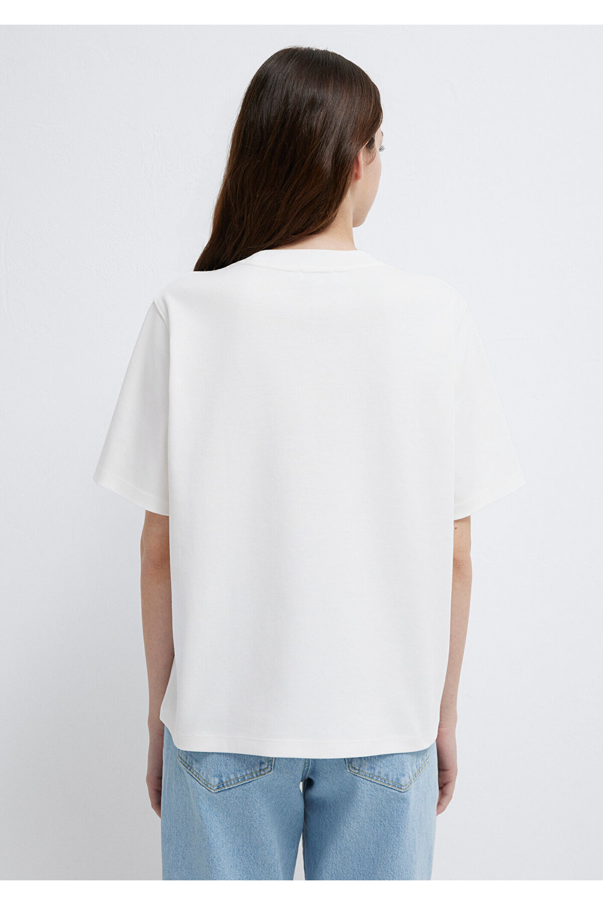 Mavi  Logo Baskılı İnterlok Beyaz Tişört Regular Fit / Normal Kesim 1612829-80194 - Görsel 5