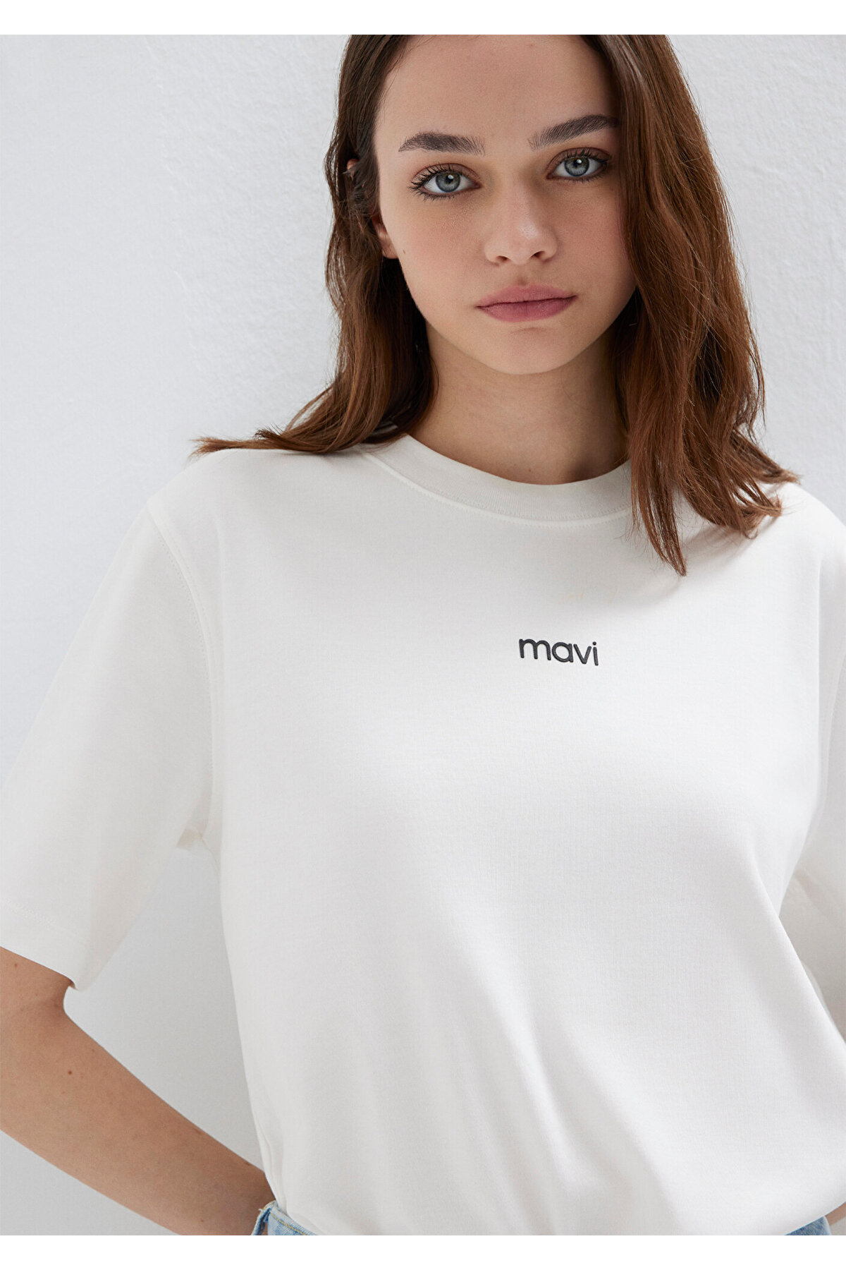 Mavi  Logo Baskılı İnterlok Beyaz Tişört Regular Fit / Normal Kesim 1612829-80194