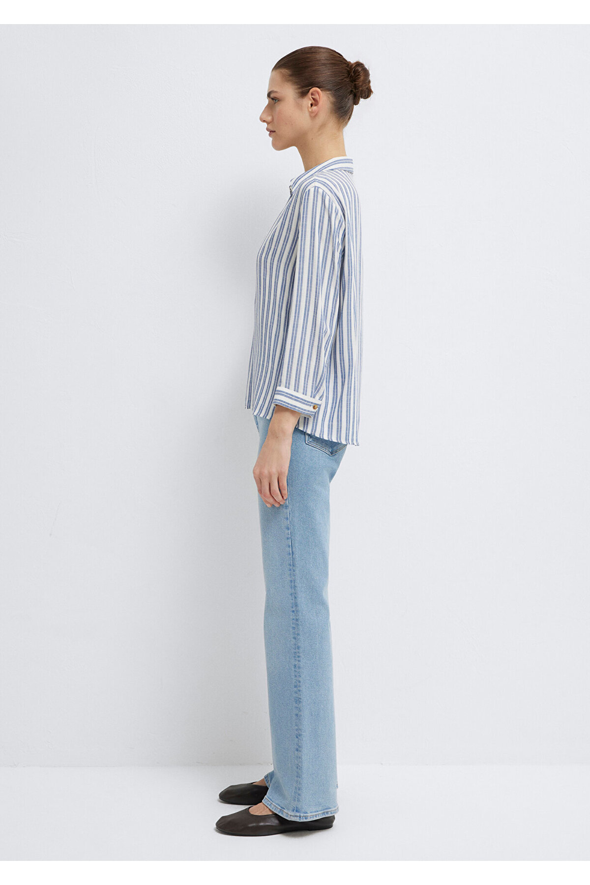 Mavi  Çizgili Bluz 122400-83979 - Görsel 5
