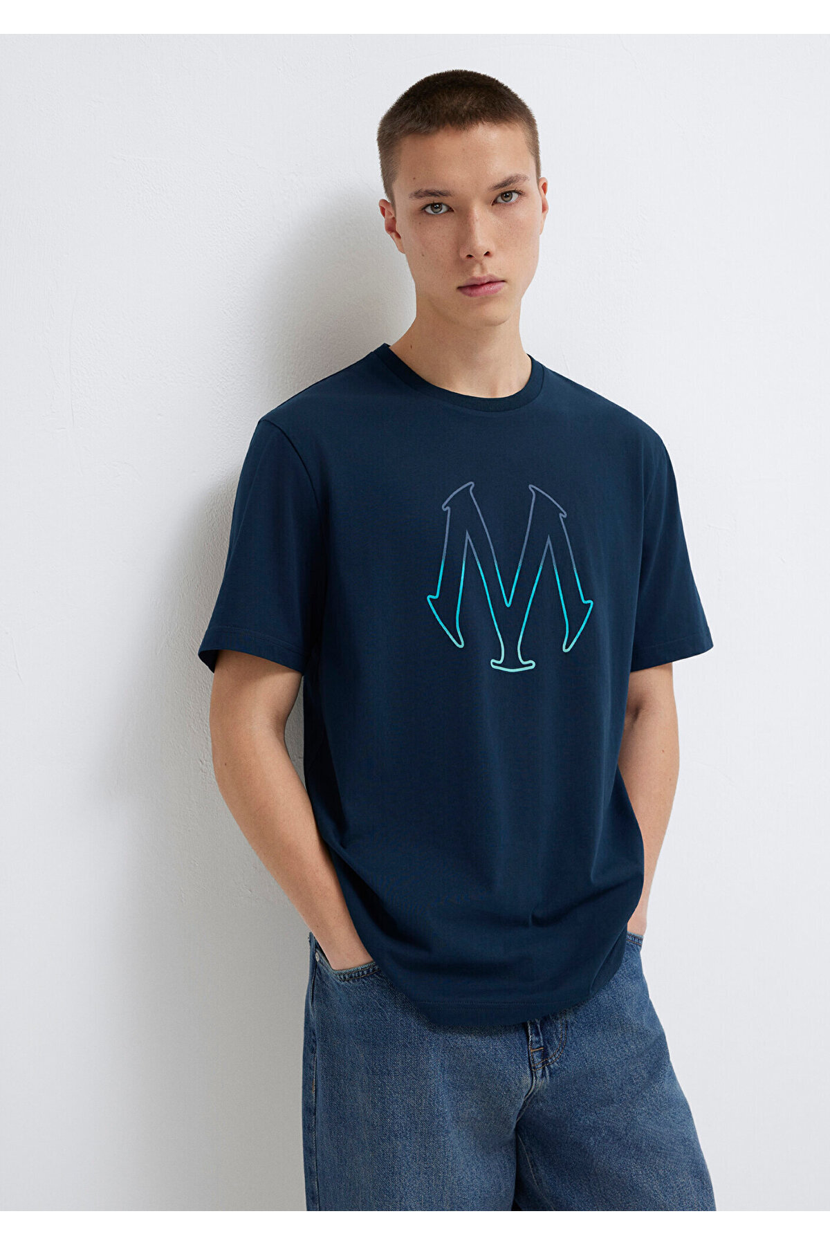 Mavi  Logo Baskılı Lacivert Tişört Regular Fit / Normal Kesim 0610635-70490 - Görsel 2