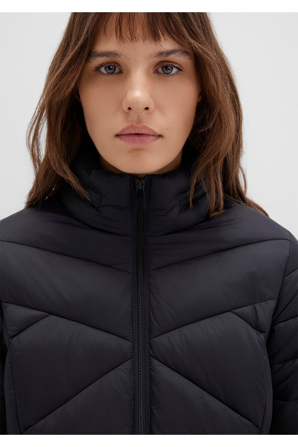 Mavi  Su İtici Dik Yaka Siyah Şişme Mont 110698-900 - Görsel 5