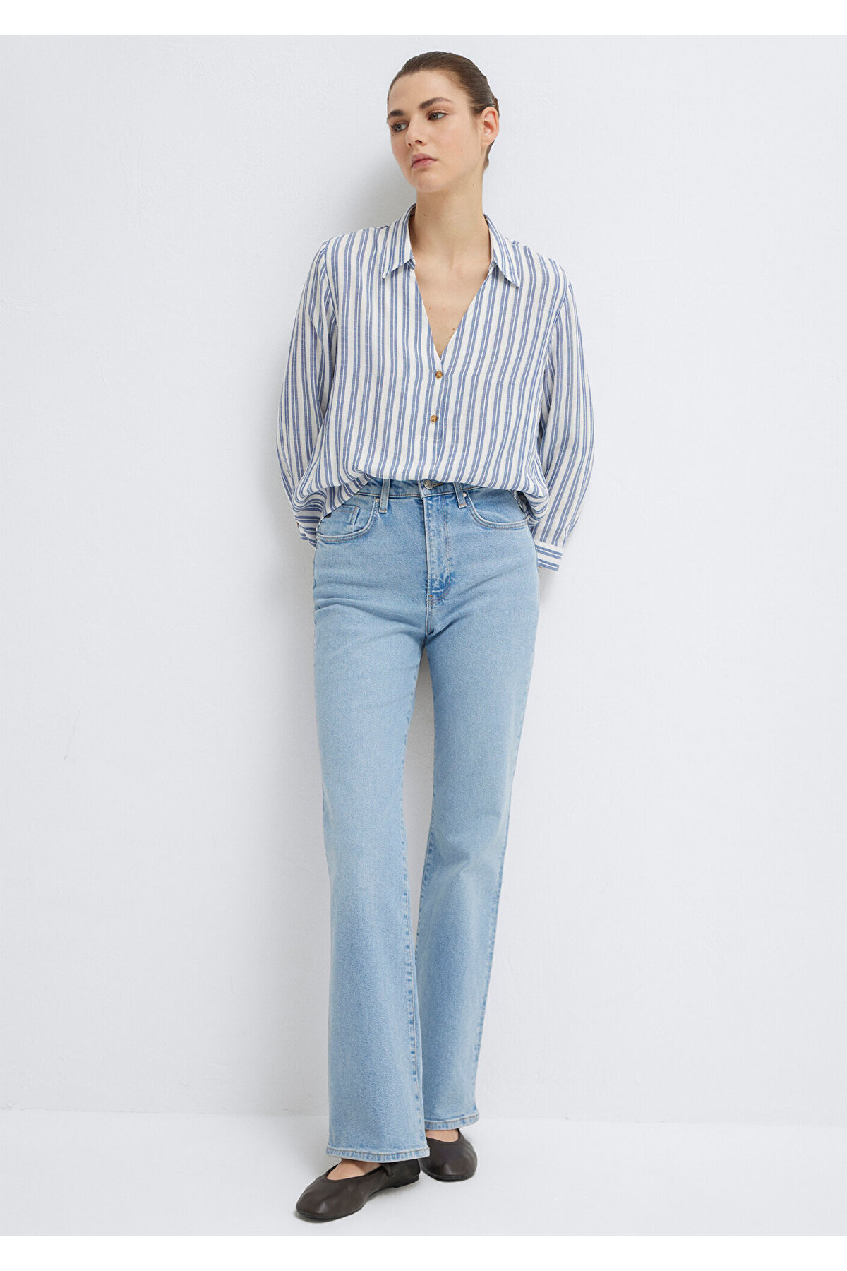 Mavi  Çizgili Bluz 122400-83979 - Görsel 2