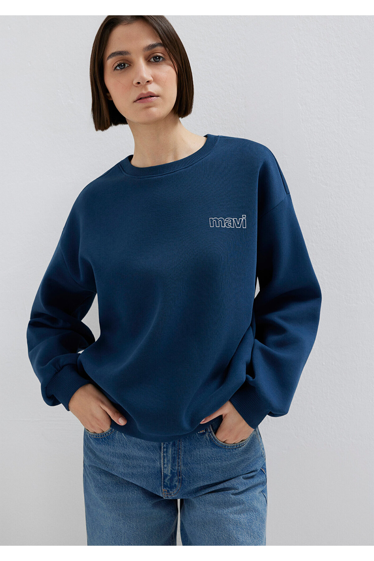 Mavi  Logo Baskılı Lacivert Sweatshirt 1611656-82454 - Görsel 2