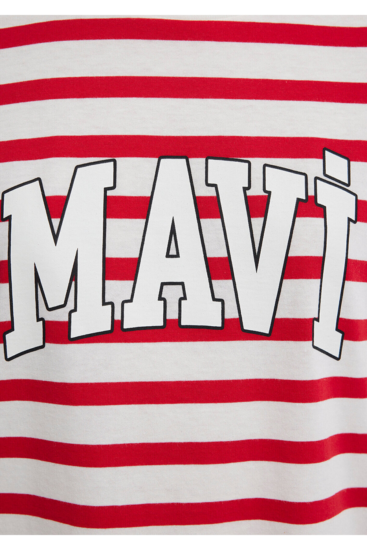 Mavi  Logo Baskılı Kırmızı Çizgili Tişört Regular Fit / Normal Kesim 1611360-84475 - Görsel 7