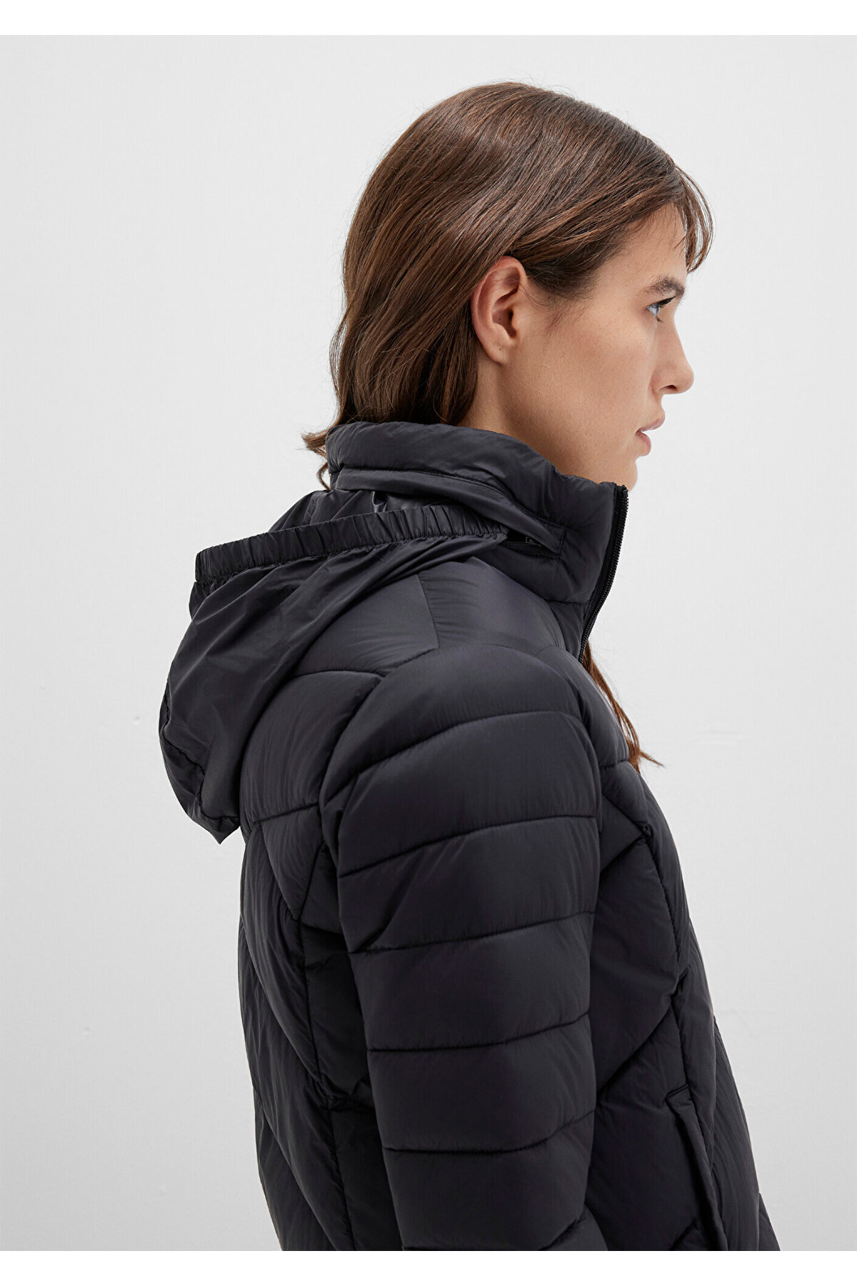 Mavi  Su İtici Dik Yaka Siyah Şişme Mont 110698-900 - Görsel 6