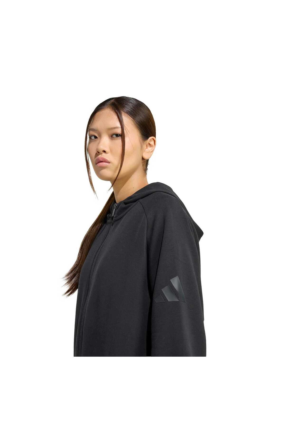adidas W Sl Fz Hd Kadın Spor Sweatshirt KE9147 görsel 4
