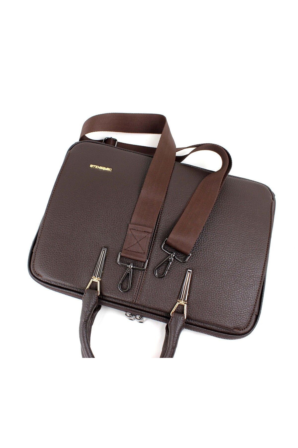 deri,se club  Kadın Kahverengi Askılı Dosya Evrak 13 & 14 Inç Laptop Ve Evrak Çantası - Görsel 5