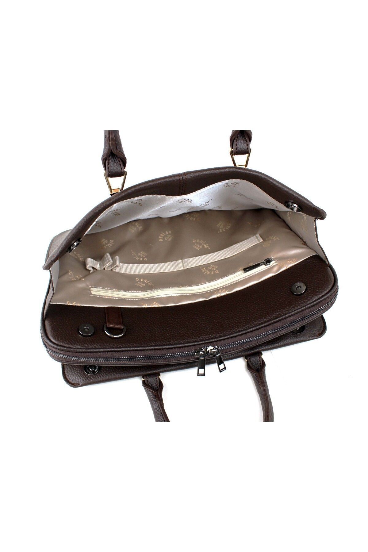 deri,se club  Kadın Kahverengi Askılı Dosya Evrak 13 & 14 Inç Laptop Ve Evrak Çantası - Görsel 7