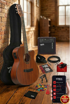 Midex PHX PRO-AMP Amfili Yüksek Kaliteli Masif Elektro Akustik Gitar Seti