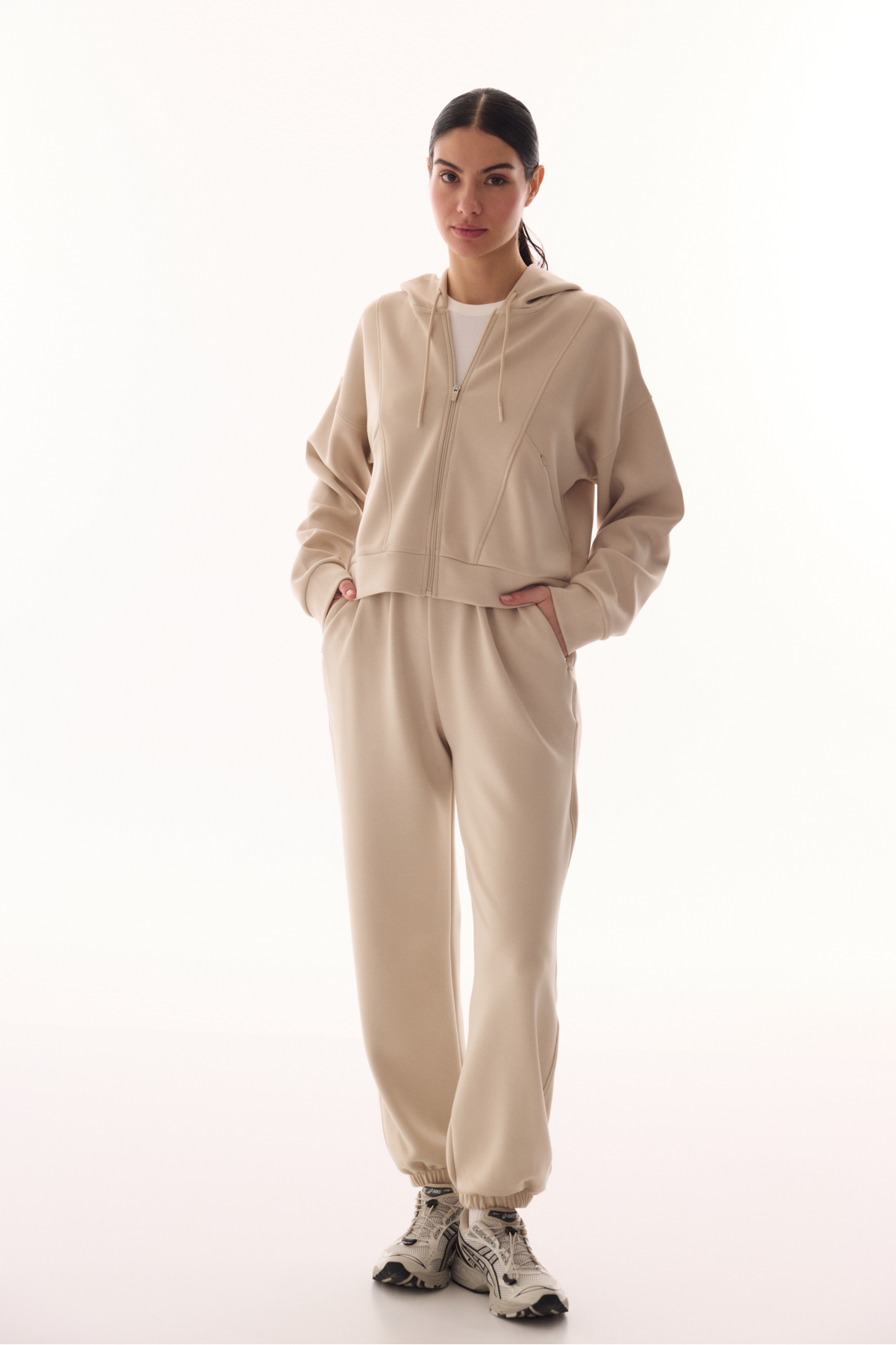 Penti  Bej Silky Feel Fermuarlı Hoodie - Görsel 5