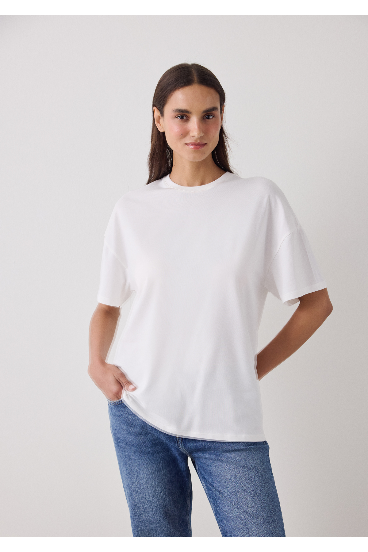 Penti  Kırık Beyaz Basic Oversize Tişört - Görsel 3