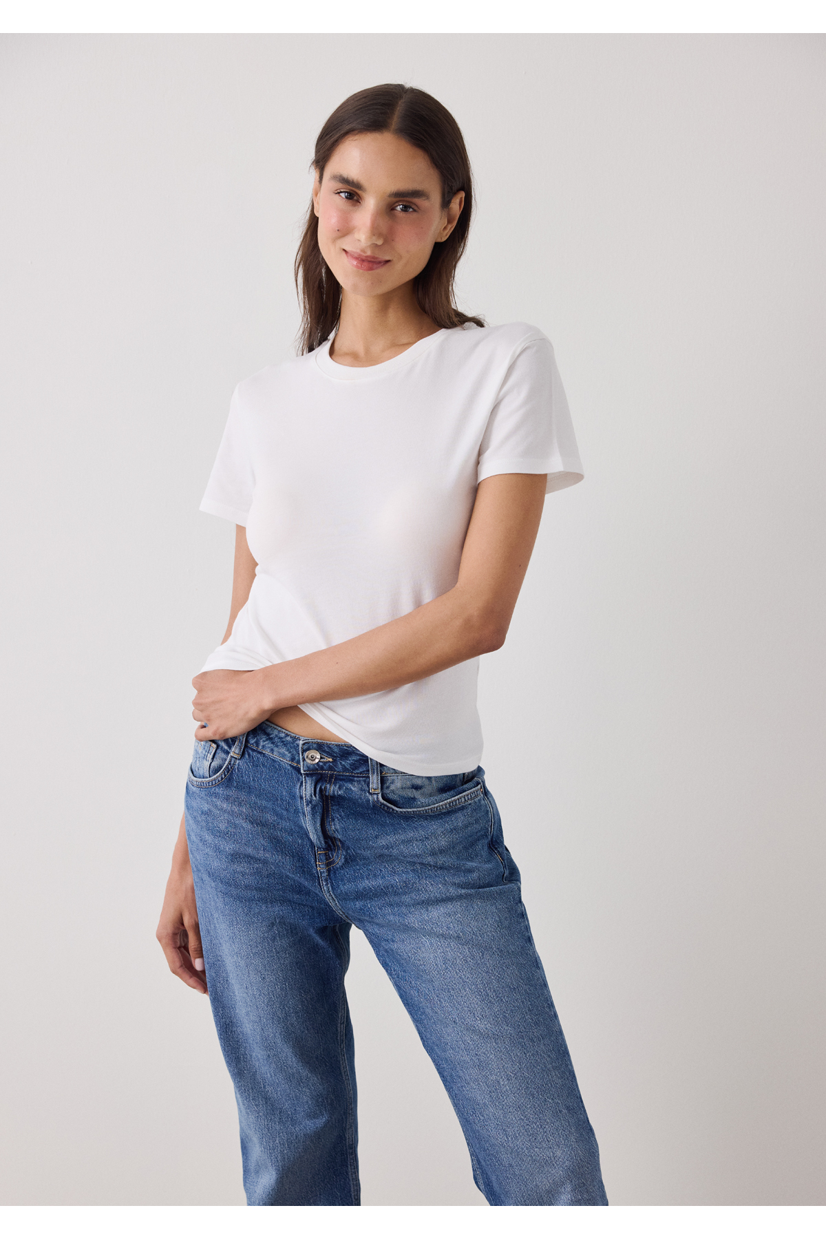 Penti  Kırık Beyaz Basic Slim Fit Tişört - Görsel 2