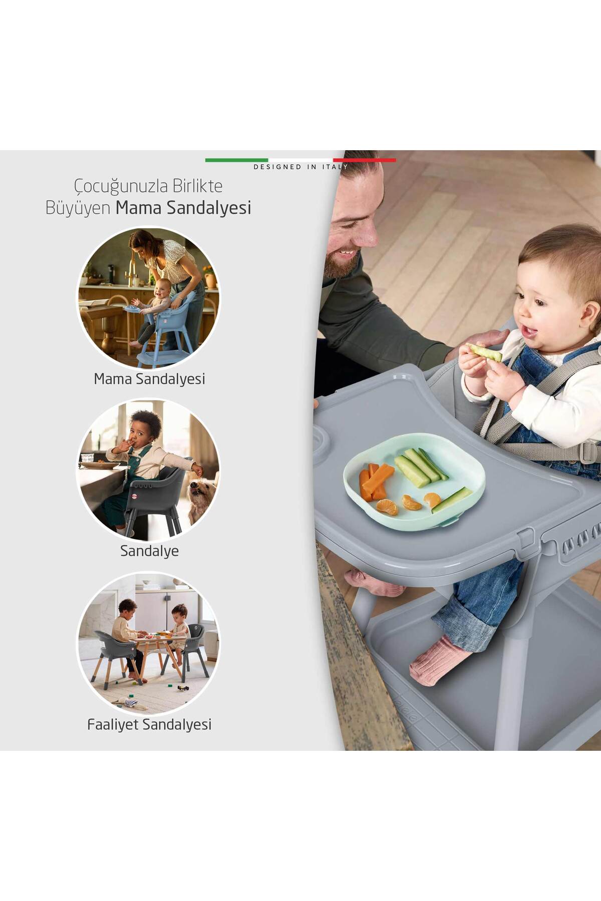 Elele Misto 2 4in1 Bebek Mama Sandalyesi ve Mama Oturağı İç Pedli Ekru fotoğrafı 7 (önizleme)