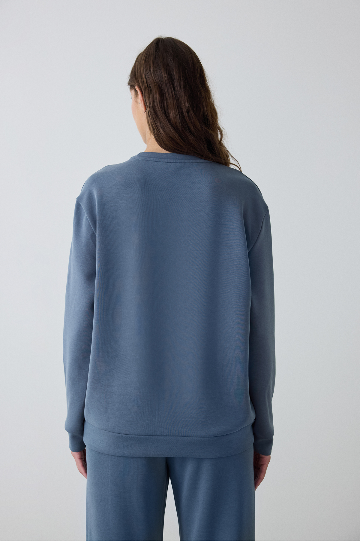 Penti  Koyu Gri Bisiklet Yaka Oversize Kısa Modal Sweatshirt - Görsel 6