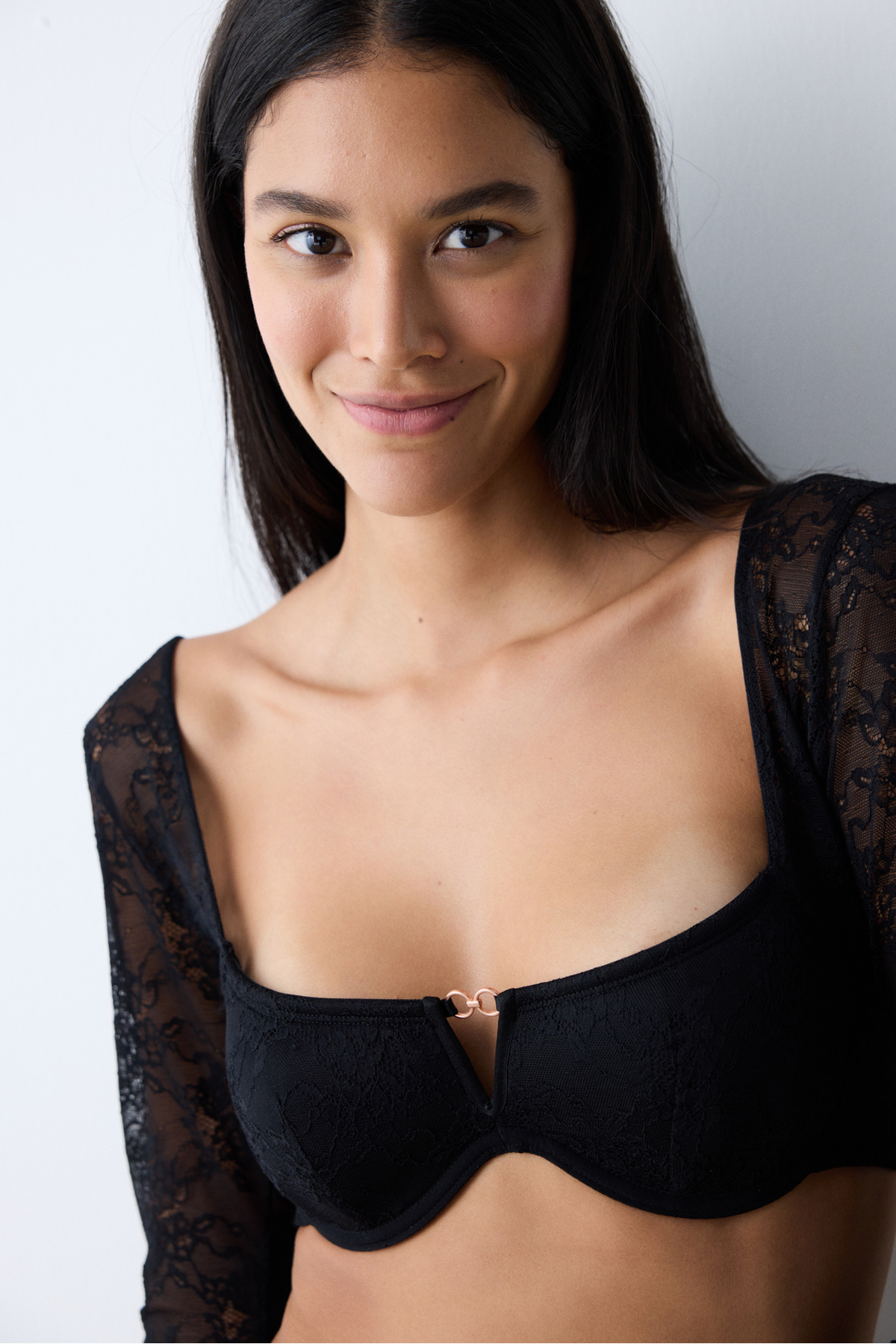 Penti  Lace Dantel Uzun Kollu Siyah Büstiyer - Görsel 3