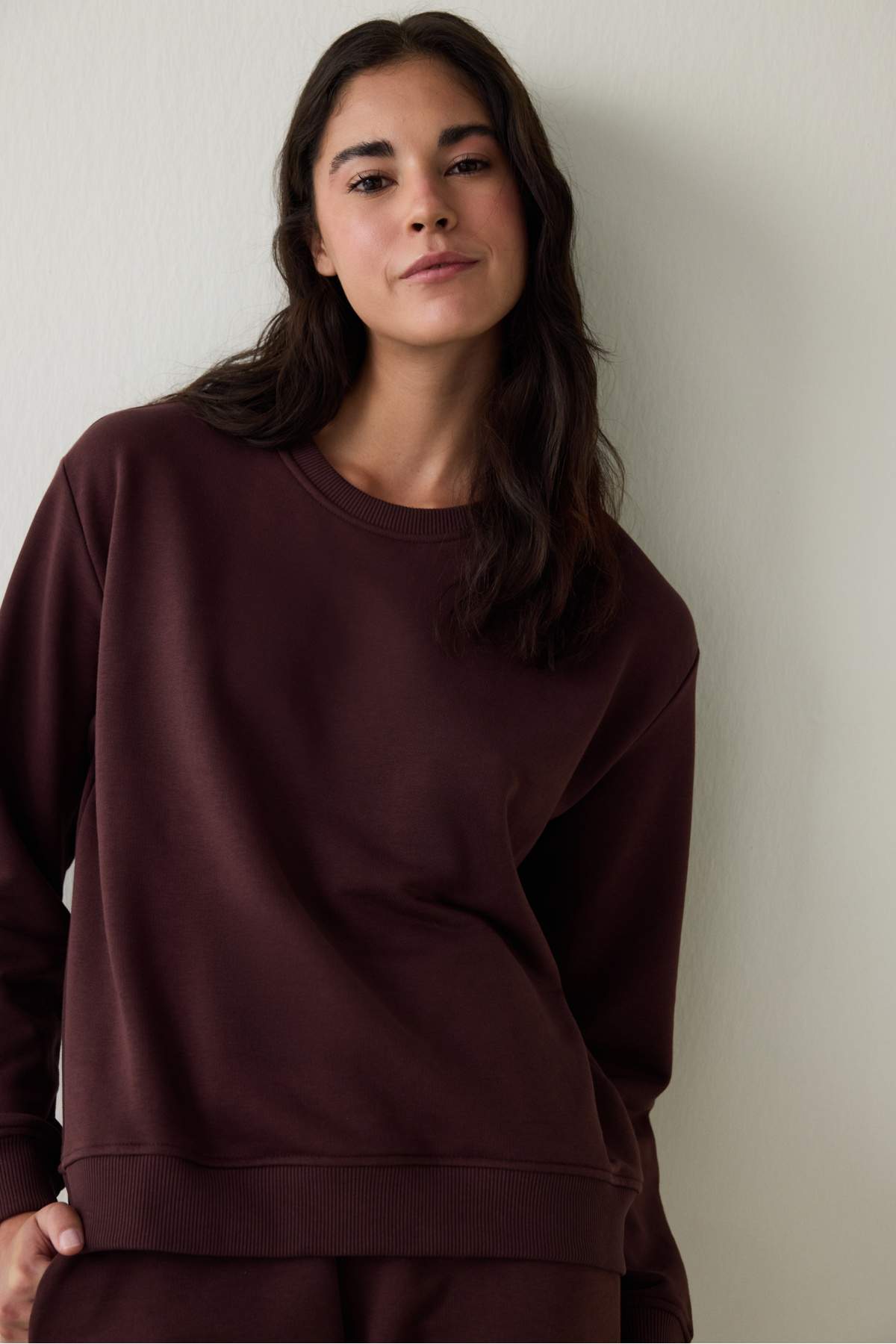 Penti  Kahverengi Bisiklet Yaka Oversize Spor Sweatshirt - Görsel 2