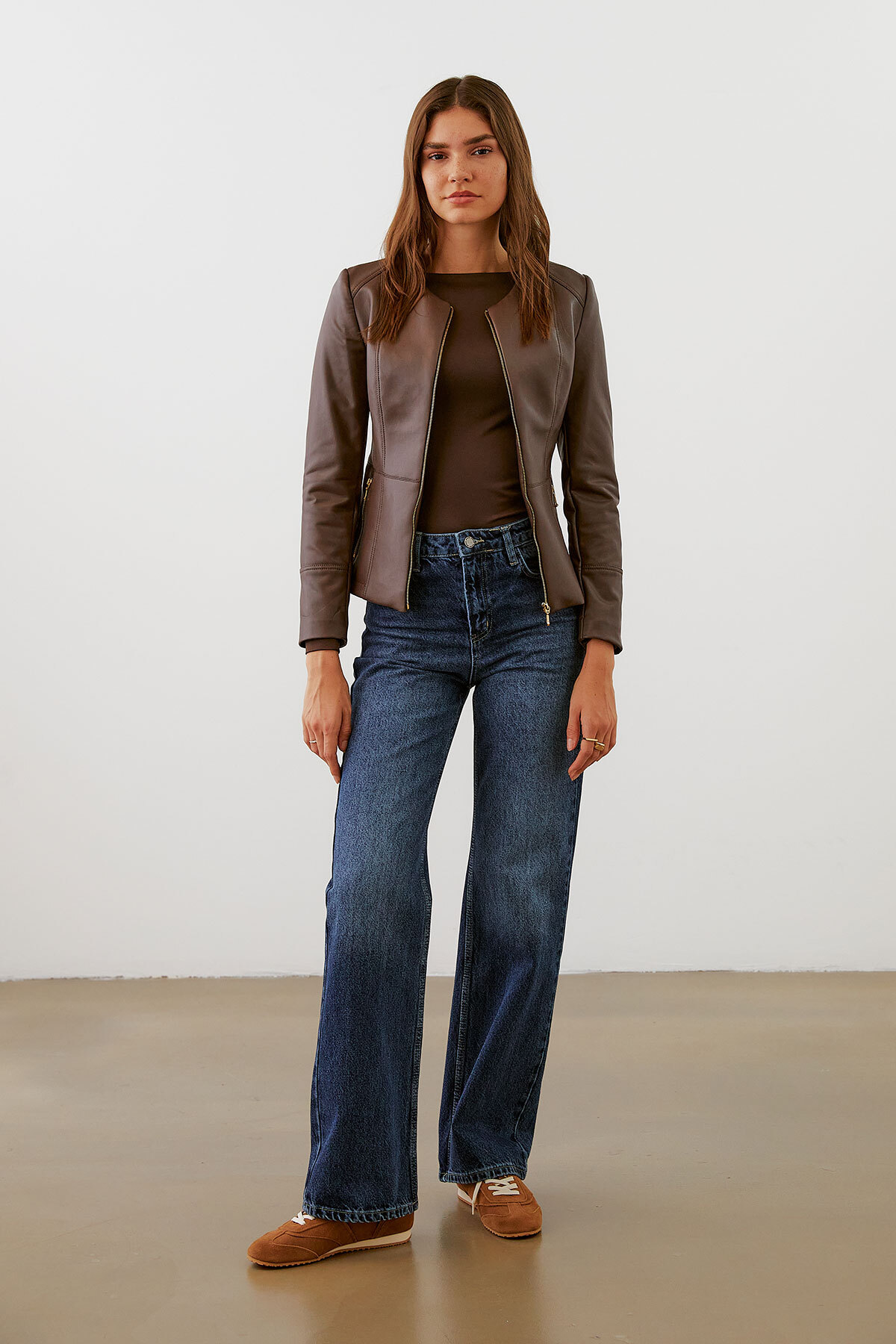 urban focus  Metal Fermuarlı Deri Mont - Görsel 2