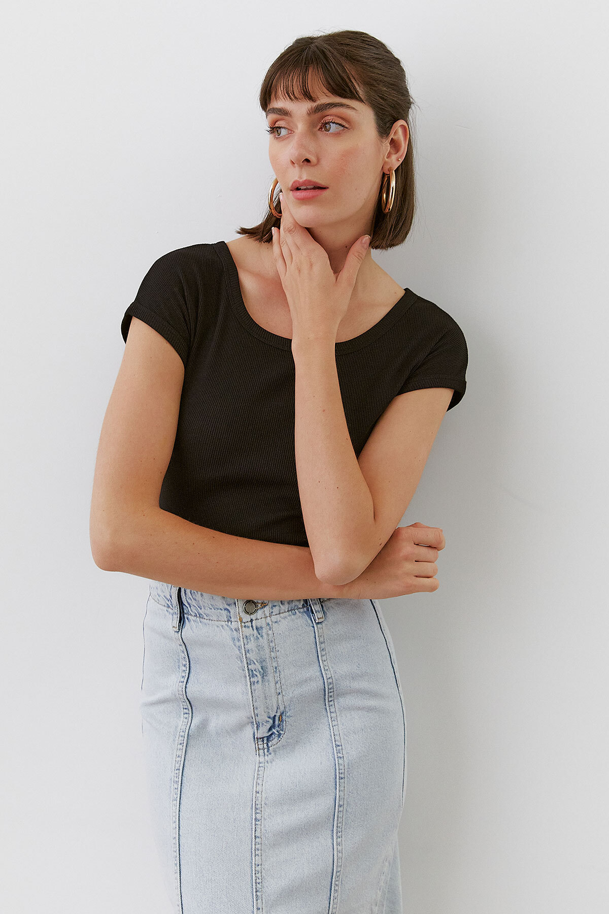 urban focus  Düşük Kol Kaşkorse T-Shirt - Görsel 2