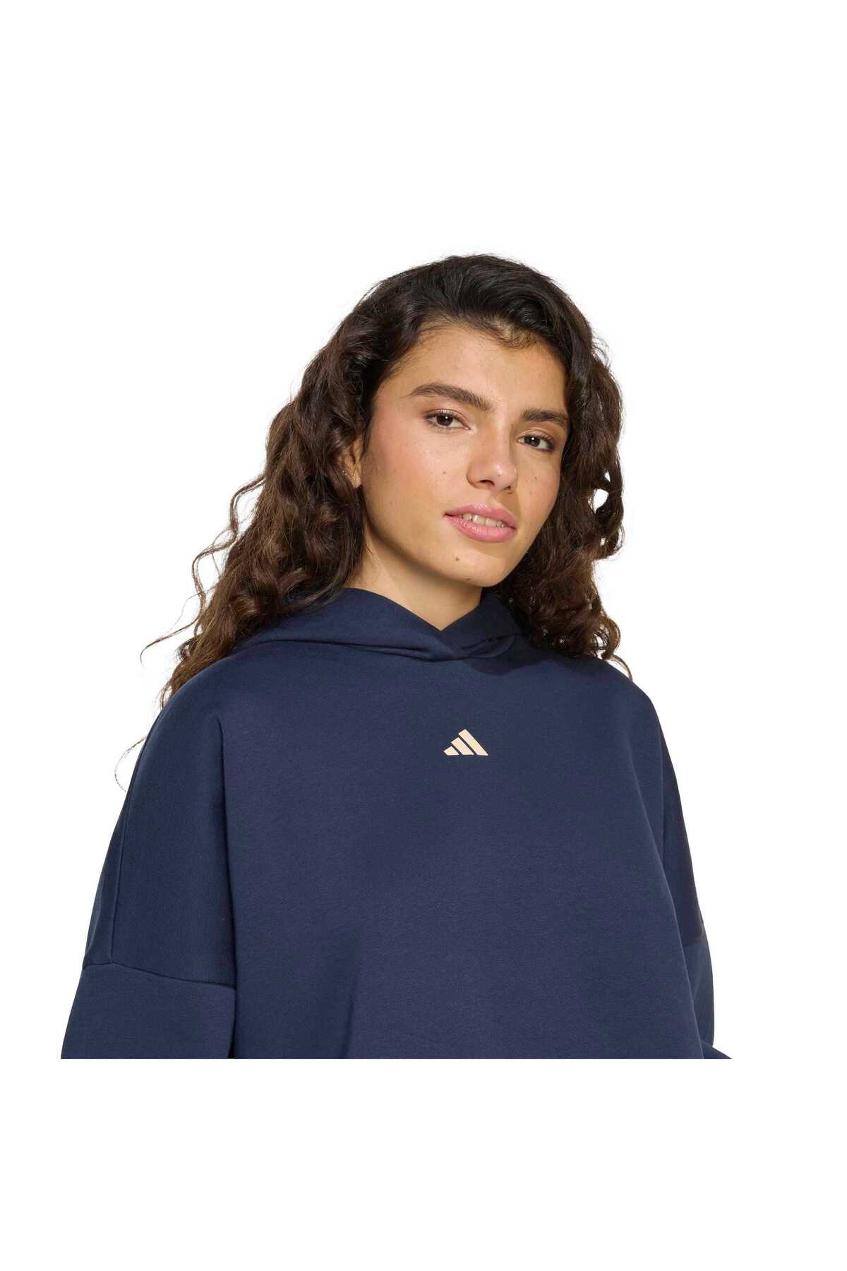 adidas W 3Ss Fl Hd2 Kadın Spor Sweatshirt HZ0856 görsel 5