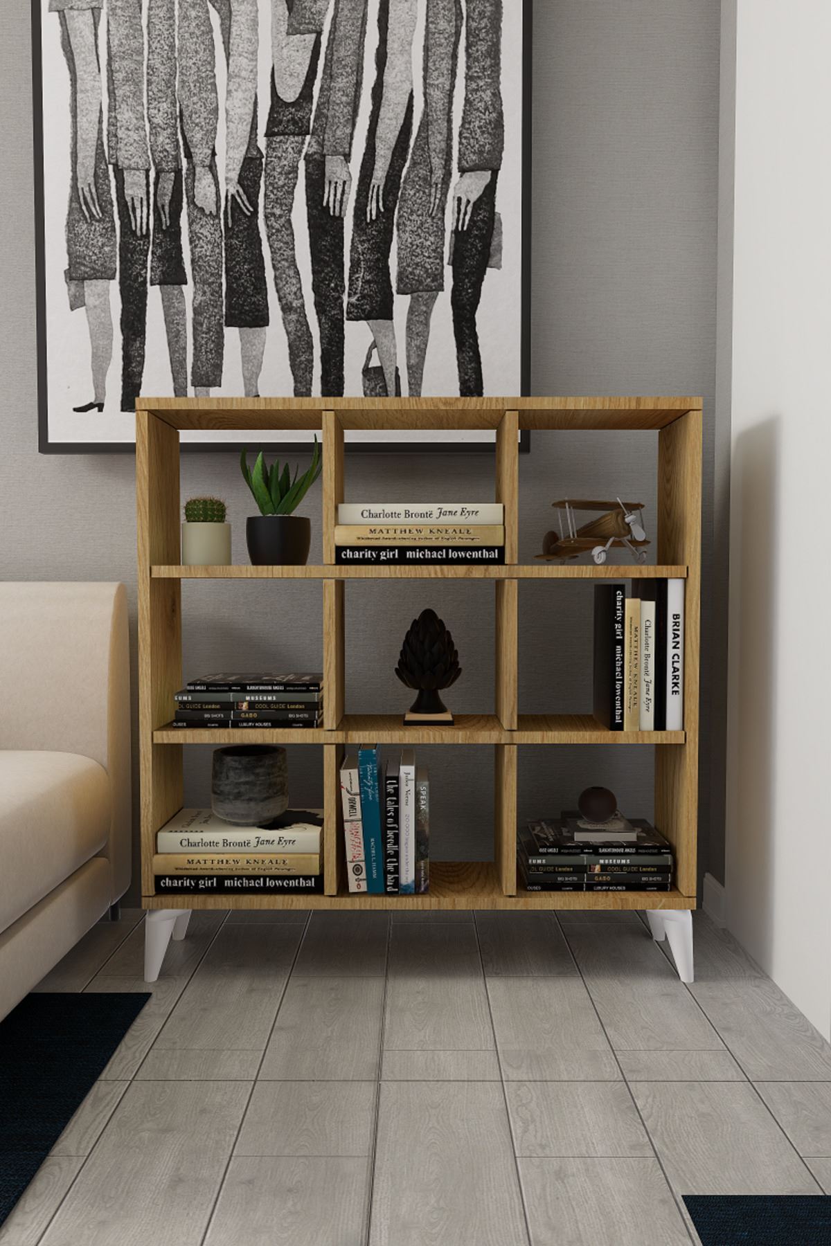 9 Square Cube Bookshelf 9 Compartment Shelf Bookshelf Square Bookshelf Library Pine