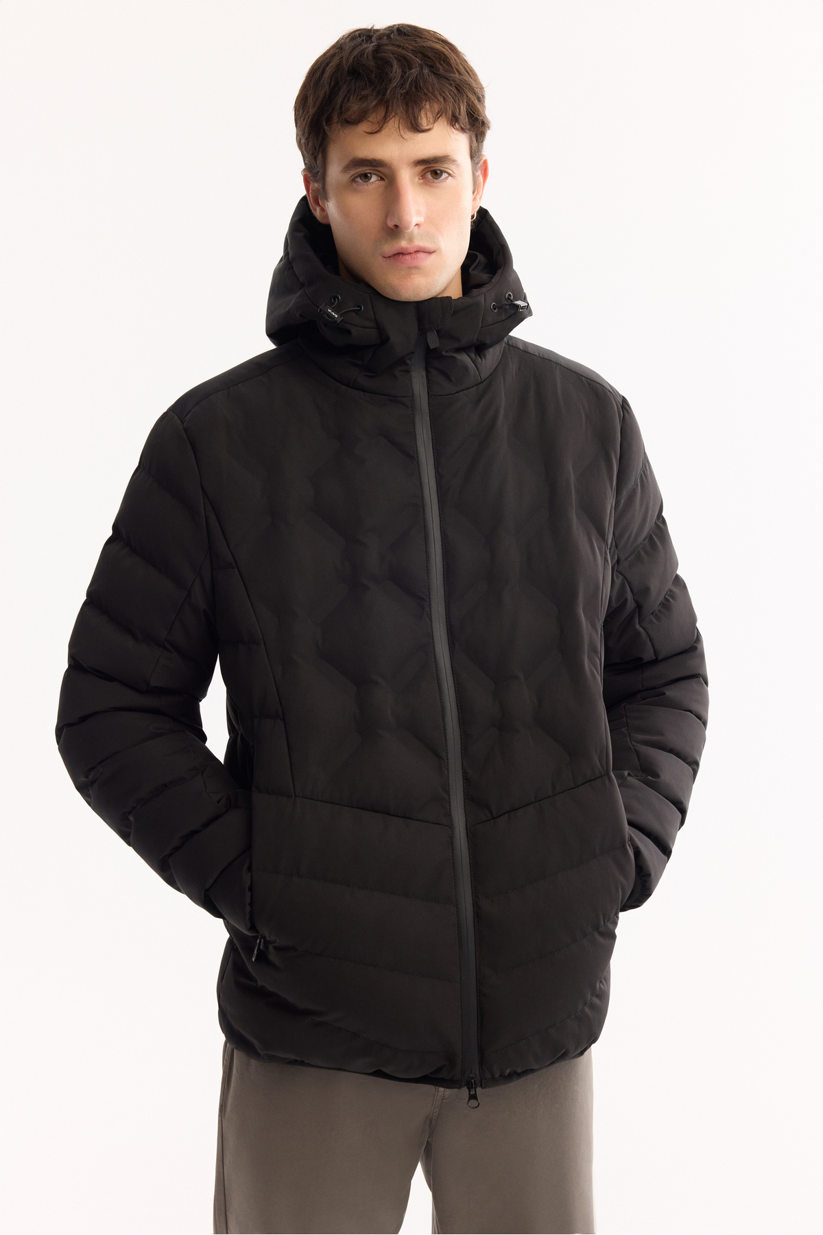 Avva  Erkek Siyah Kapüşonlu Su İtici Rüzgar Geçirmez -5°C Dayanıklı Şişme Regular Fit Mont A52Y6075 - Görsel 2