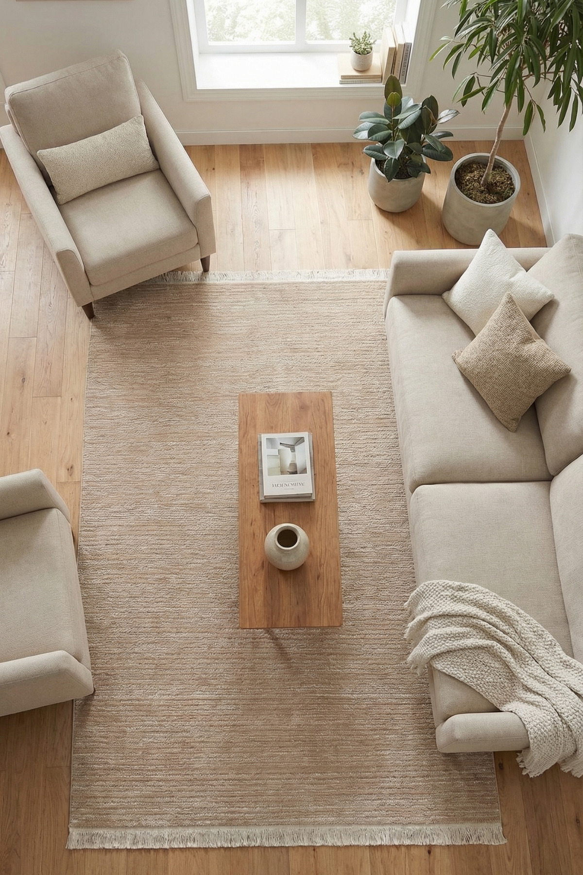 Sedra Beige Carpet–Modern Living Room Rug-Robot Vacuum Cleaner-Easy Cleaning,Special Size-Soft