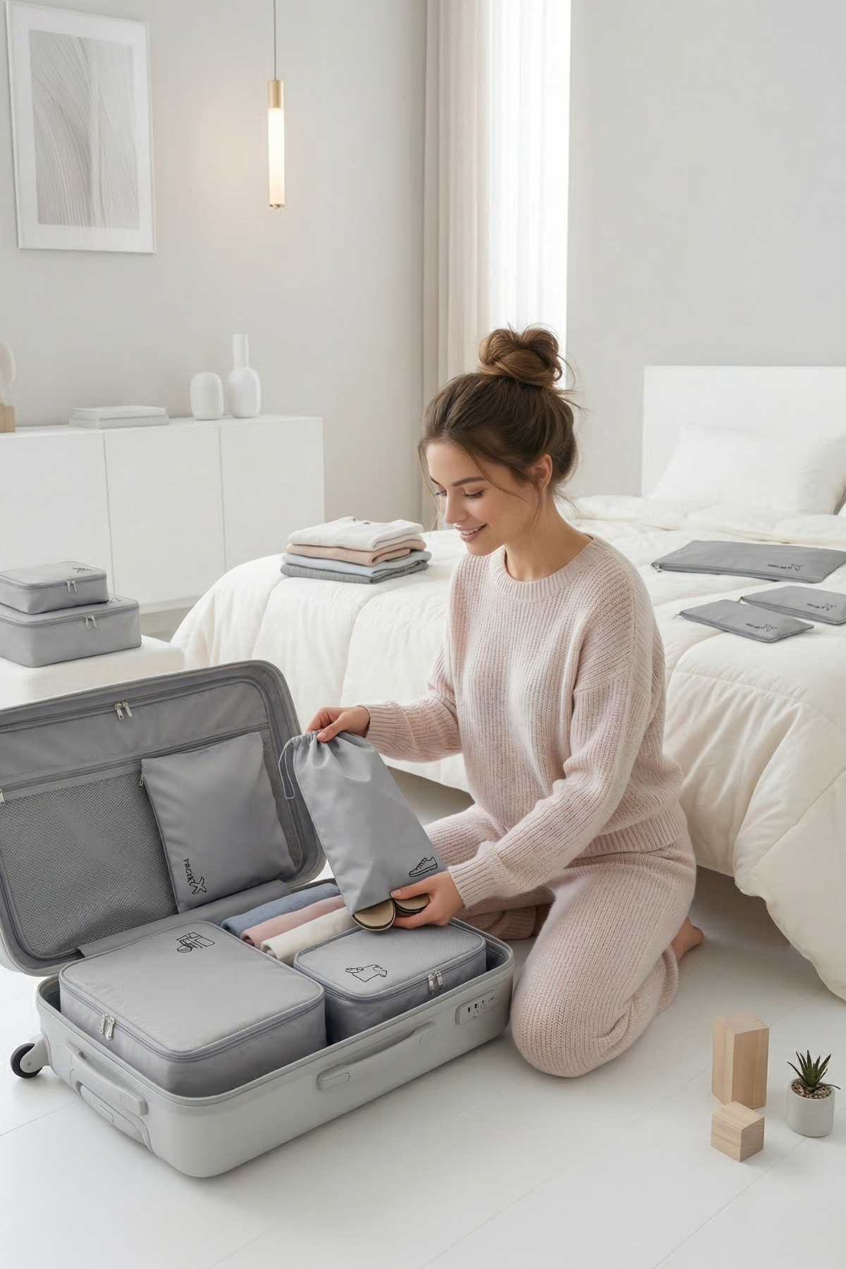 7-Pack Gray Luggage Organizer Luggage Organizer Organizer Set