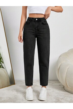 HerTon Kadın Yüksel Bel Mom Jean Pantolon %100 cotton Esneme yok