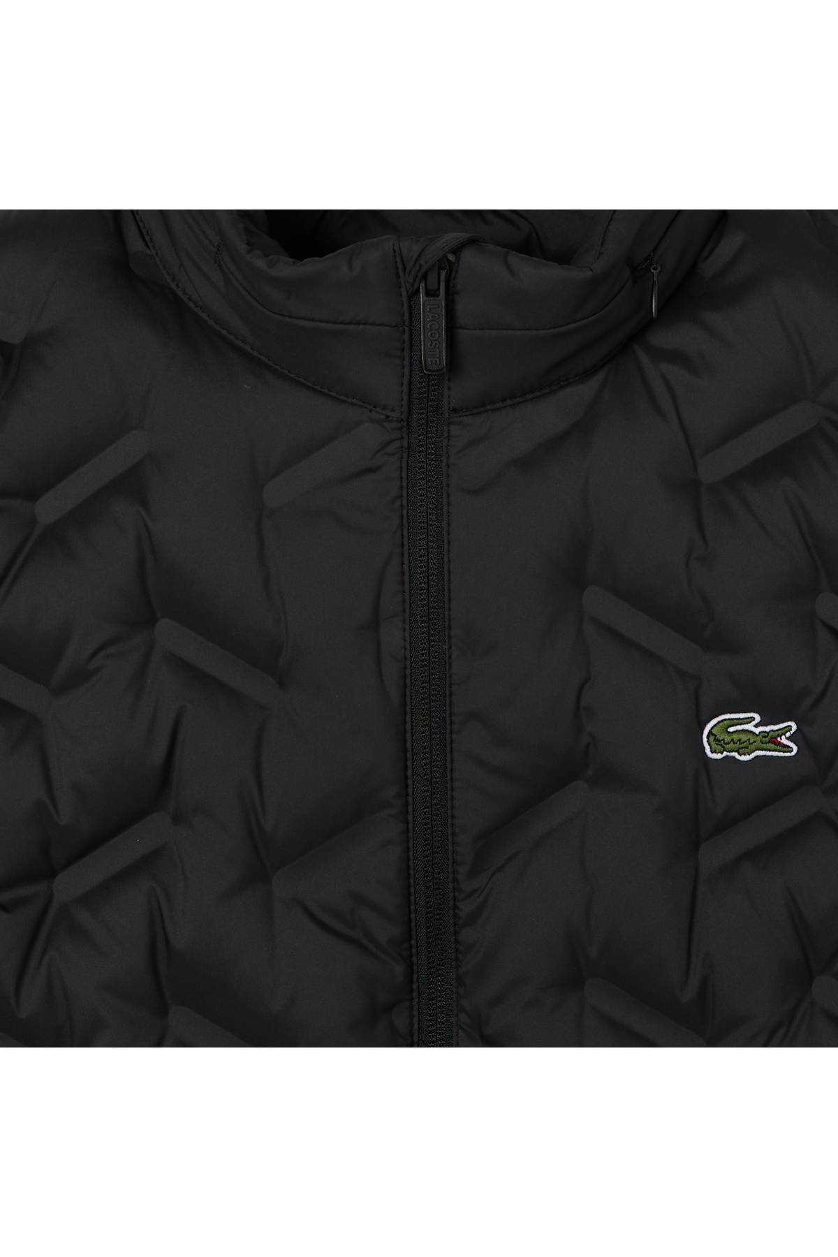 Lacoste Erkek Regular Fit Dik Yaka Kapitone Siyah Yelek görsel 4
