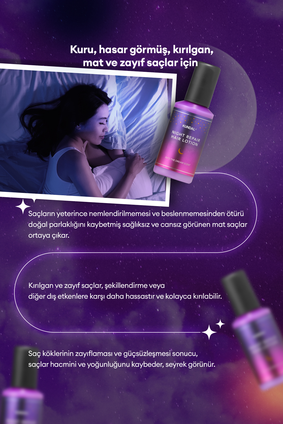 Gece Boyu Saçları Besleyen, Onaran ve Nemlendiren Saç Bakım Losyonu Night Repair Hair Lotion — 7237 — تصویر 3 از 9