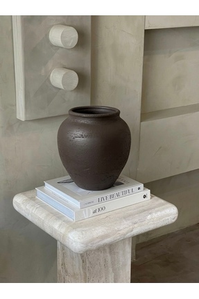 Yalda atelier Handmade Natura Matte Dokulu küçük göbekli Dekoratif Vazo acı k...