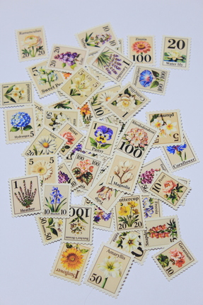 Leapin Craft Pul Sticker-Çiçek Temalı Sticker Seti (50 adet, vintage, scrapbo...