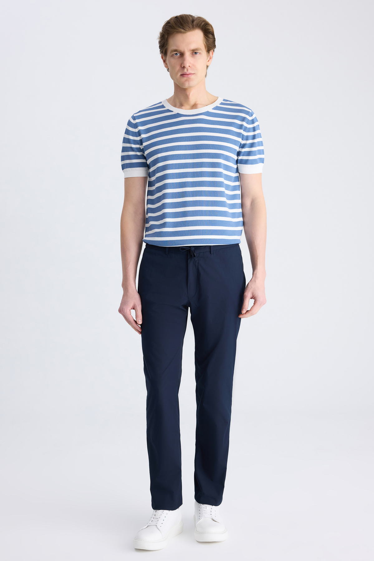 Slim Fit Lacivert Düz Pamuklu Jogger Pantolon — سرمه‌ای 4EC03S2263452 — تصویر 7 از 8
