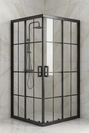 Durul Duşakabin Kare 5mm Siyah Çizgi Cam H.190cm