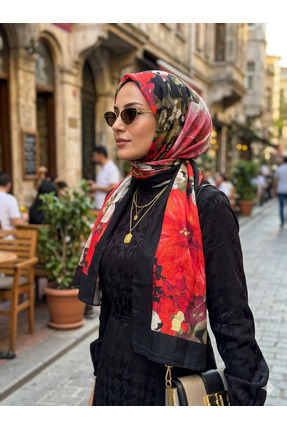 Nazellaa Dijital Gelincik Desen Bambu Soft Şal