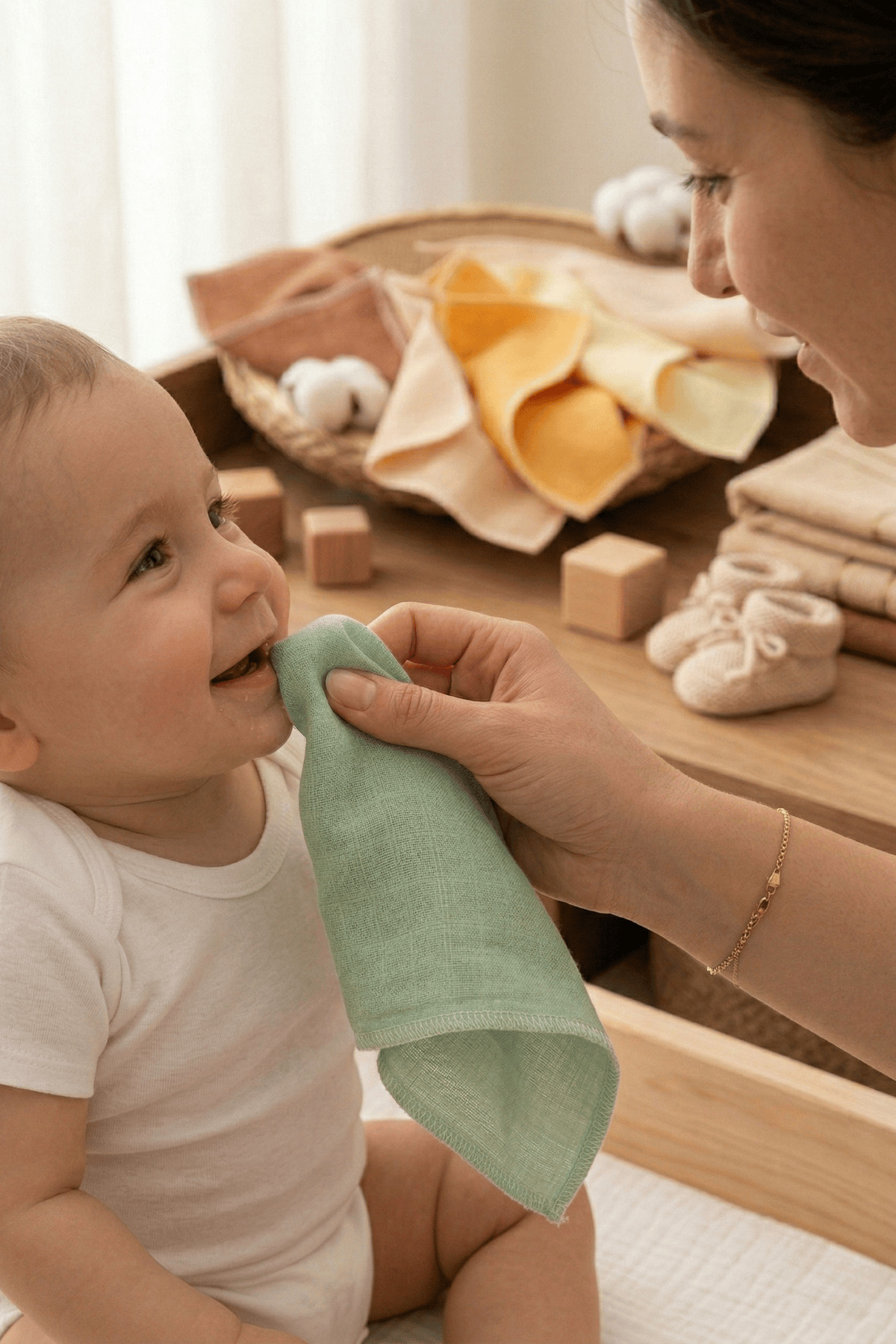 LUCKKA 12'li Müslin Ağız Mendili , Ter Bezi Çift Kat Dikimli 20x20 - Zt0011 fotoğrafı 6 (önizleme)