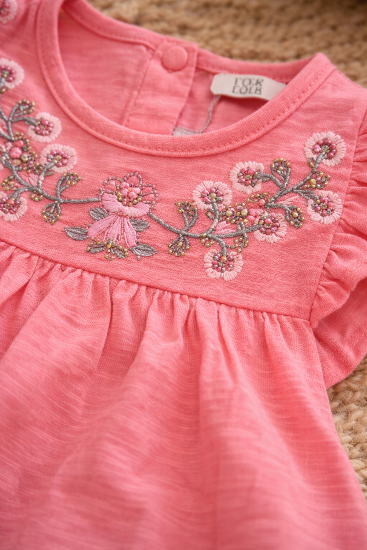 Uğur bebe CİGİT %100 Pamuk Nar çiçeği renk Kız Bebek TUNİK Elbise Nakışlı Yazlık Şık Rahat Günlük fotoğrafı 6 (önizleme)