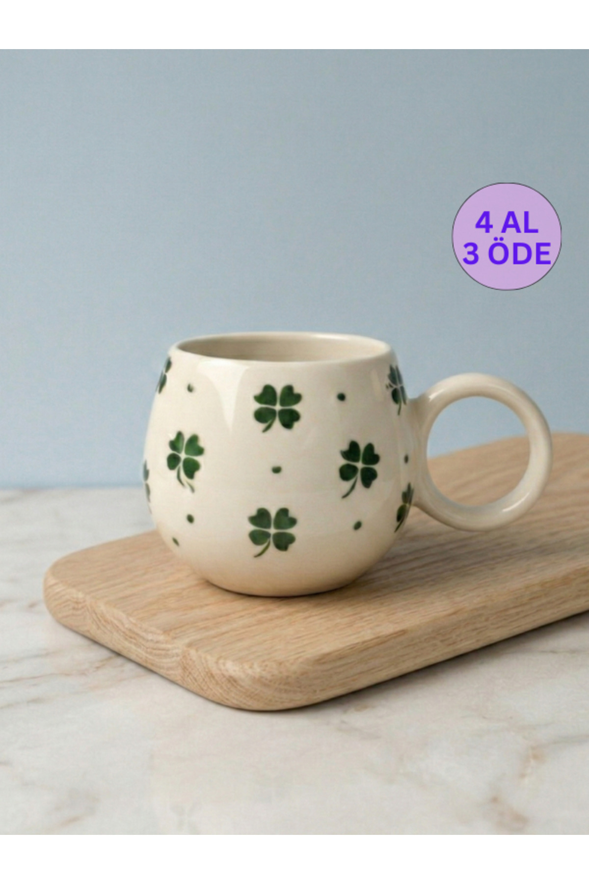 Luck Mug Clover Embossed Single Handmade Mug