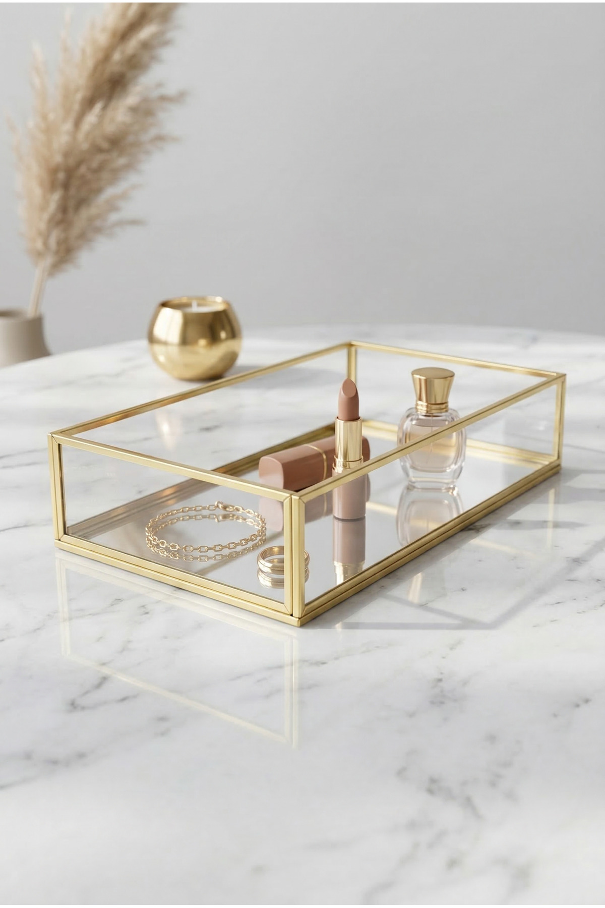 Glass Gold Jewelry Accessory Box