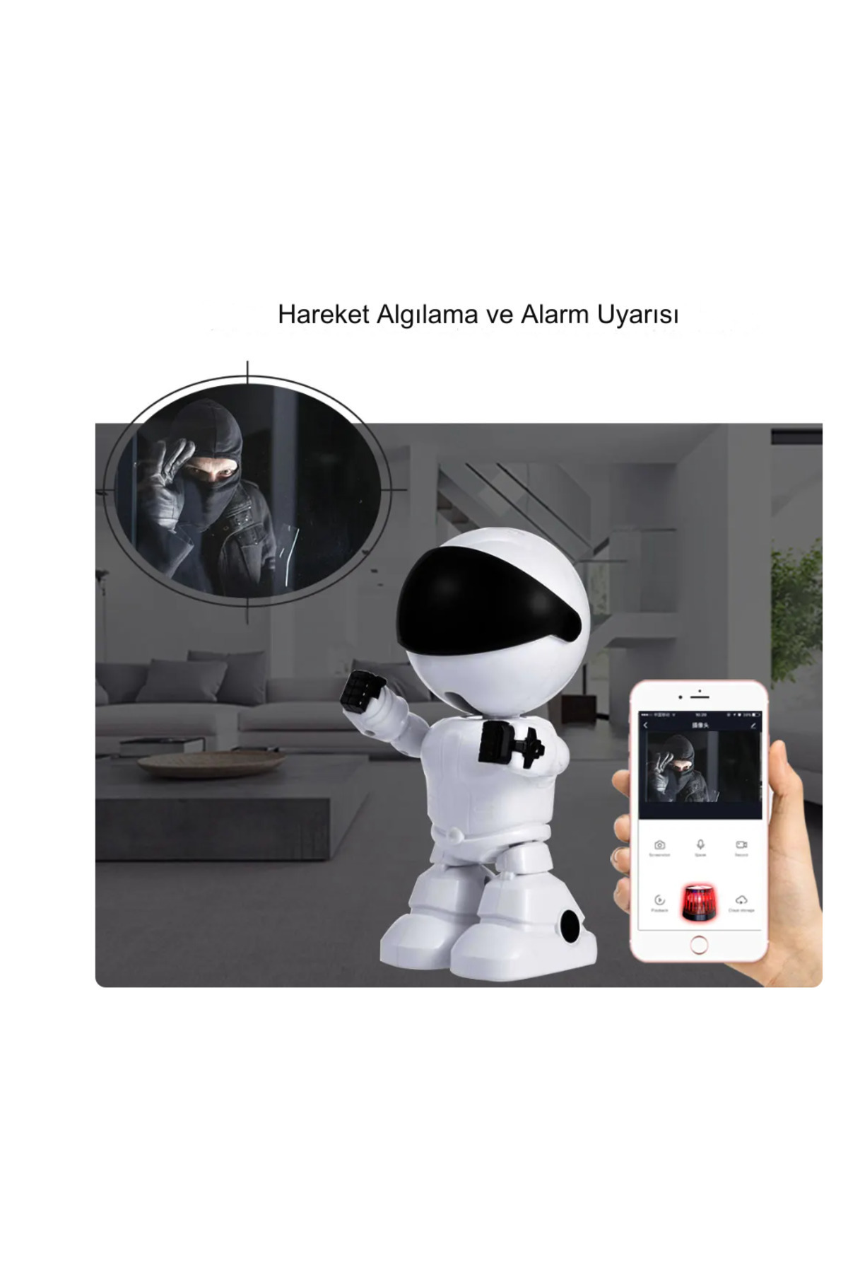 Genel Markalar 1080p Robot Görünümlü Wifi Ip Gözetleme Kamerası Bebek Kamerası 360 Gece Görüş 2 Yönlü Ses fotoğrafı 4 (önizleme)