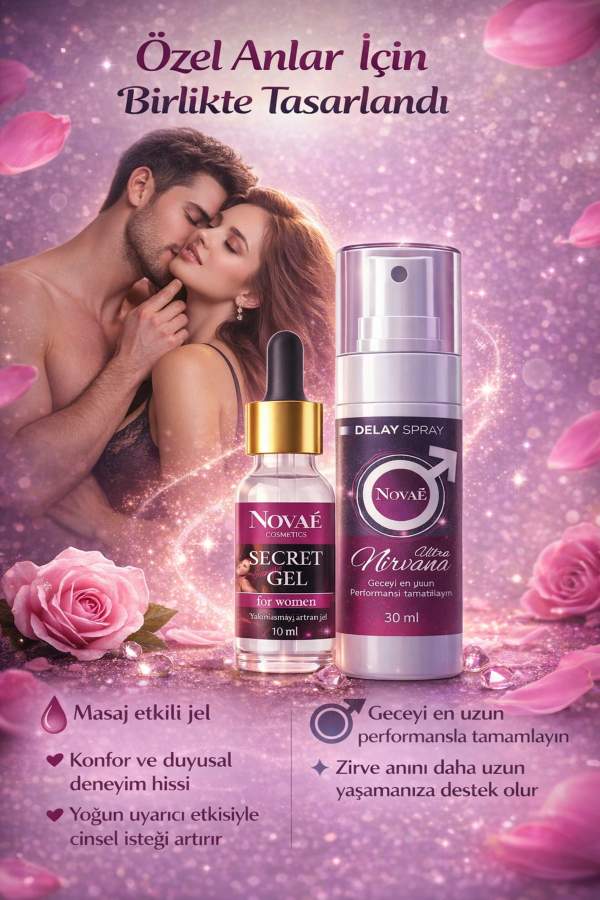 NOVAÉ COSMETICS Erkek Uzun Deneyim Spray ve Kadın Zevk Arttırıcı ve U